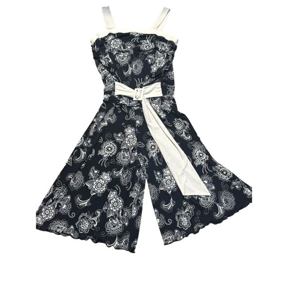 Rare Editions Other - y2k Rare Editions Paisley Floral‎ Jumpsuit Wide Leg cropped Belted